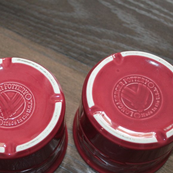 Longaberger Pottery Crock Set Paprika Maroon Woven Traditions Vitrified USA - Picture 3 of 3